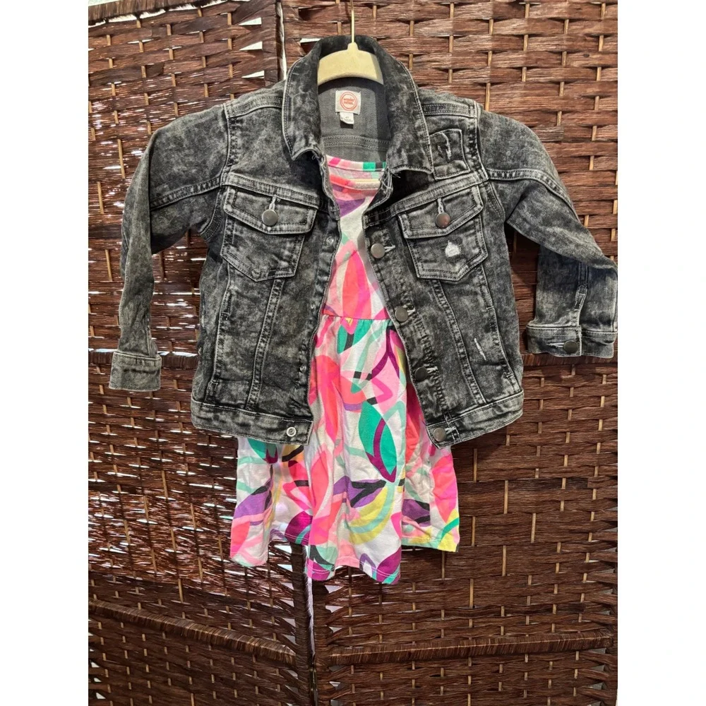 Kids 4T Denim Jacket Dress Elsa Shirt Pants Shorts Outfit Set Bundle